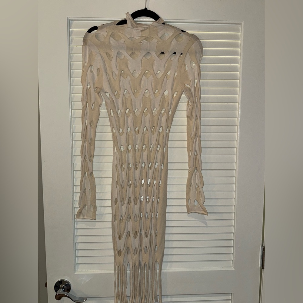 Elegant Cream Knit Dress- BRAND DION LEE